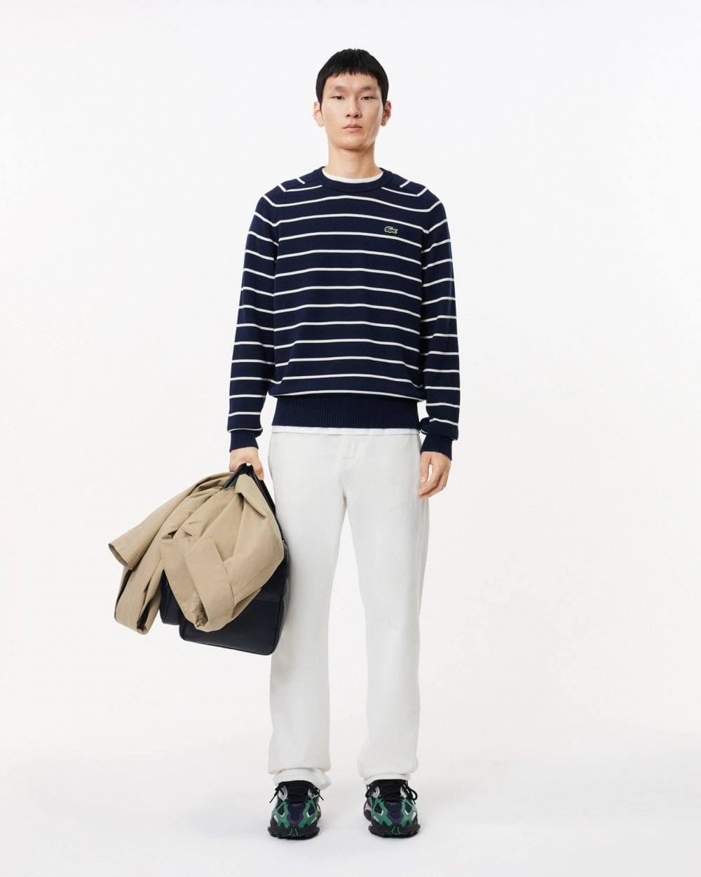 Lacoste Lacoste Mens Cotton Crew Neck Striped Jumper