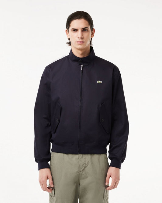 Lacoste Mens Showerproof Cotton Twill Harrington Jacket - Navy Blue HDE
