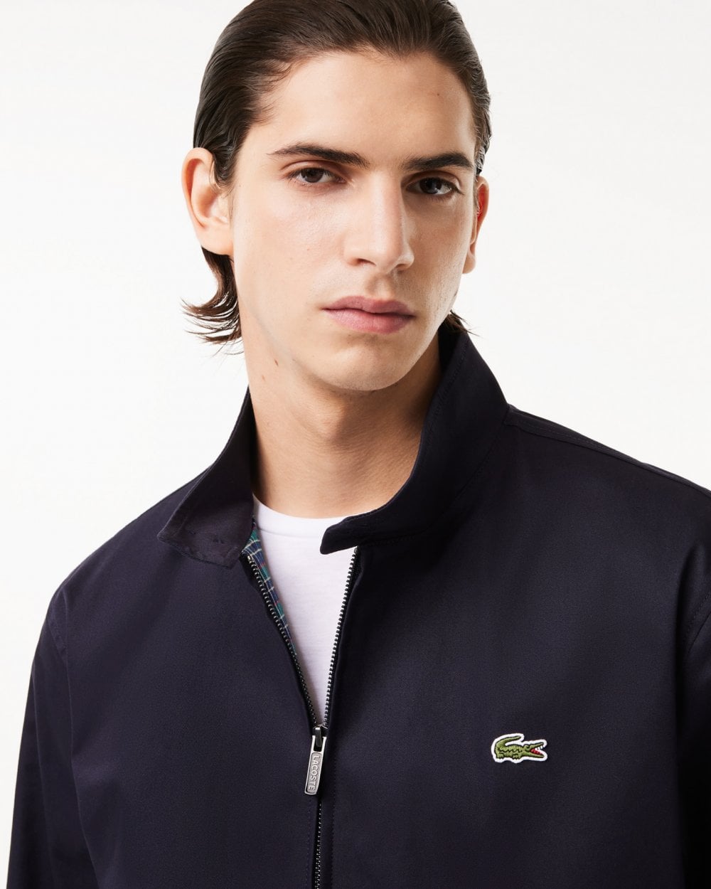 Lacoste Mens Showerproof Cotton Twill Harrington Jacket - Navy Blue HDE