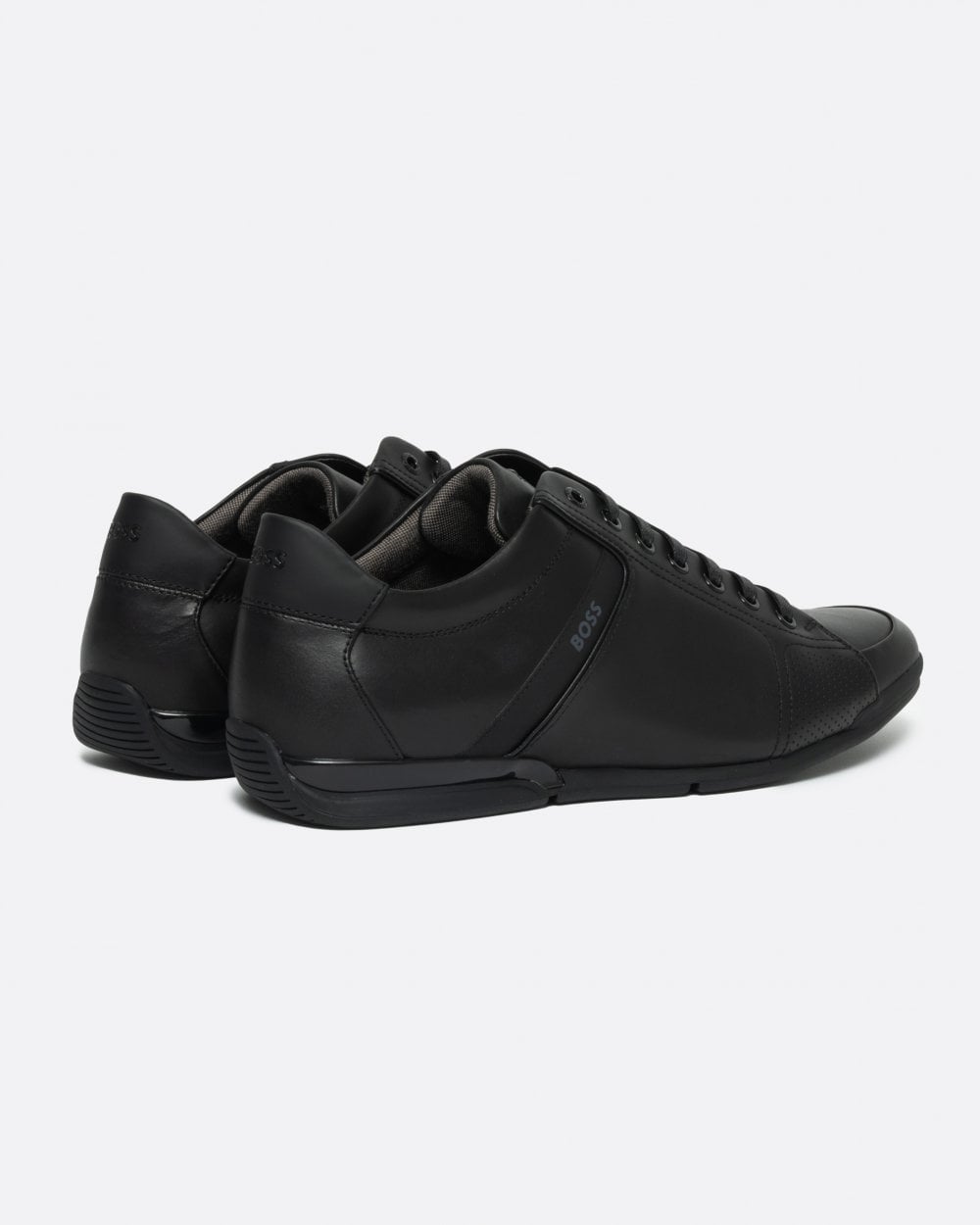 BOSS Orange Saturn Mens Low Profile Leather Trainers With Odour-Control Lining NOS - Black 001