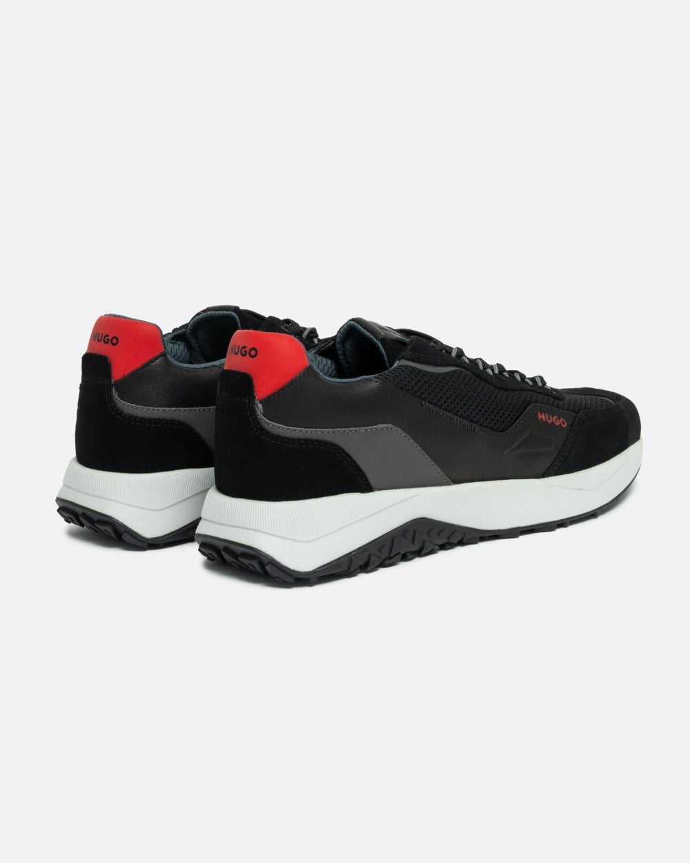 HUGO Kane Runn Mens Leather lace-Up Trainers with Mesh Trims