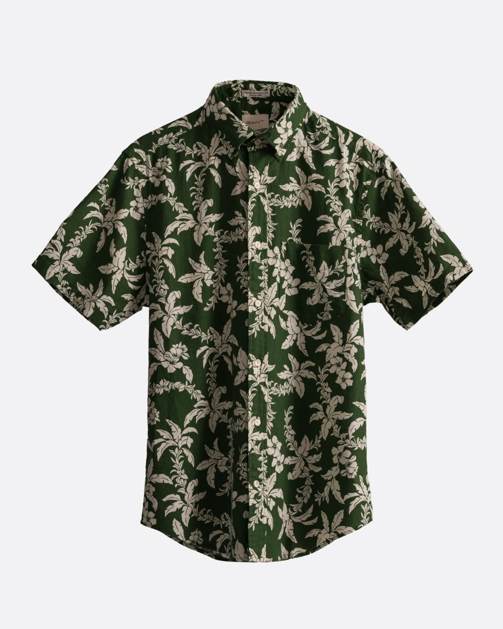 GANT Mens Regular Cotton Linen Palm Short Sleeve Shirt