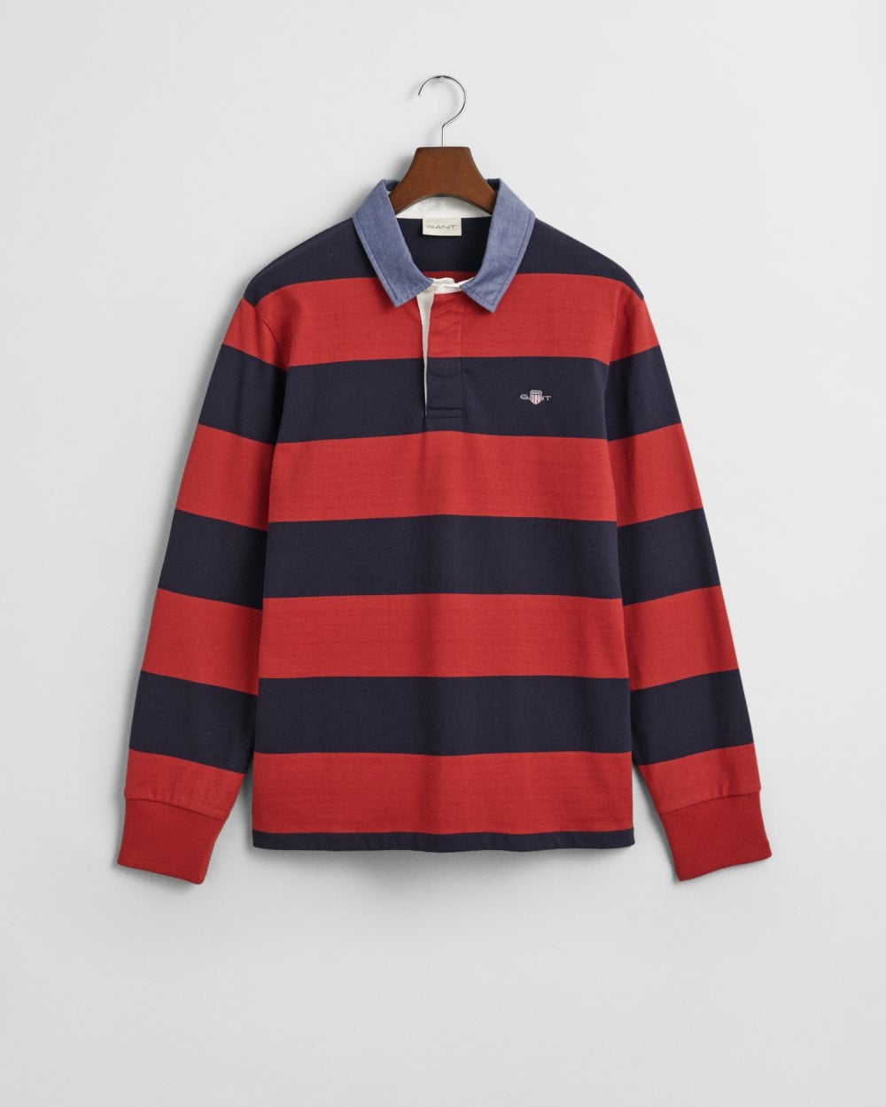 GANT Mens Regular Fit Chambray Stripe Heavy Rugger - 612 Iron Red