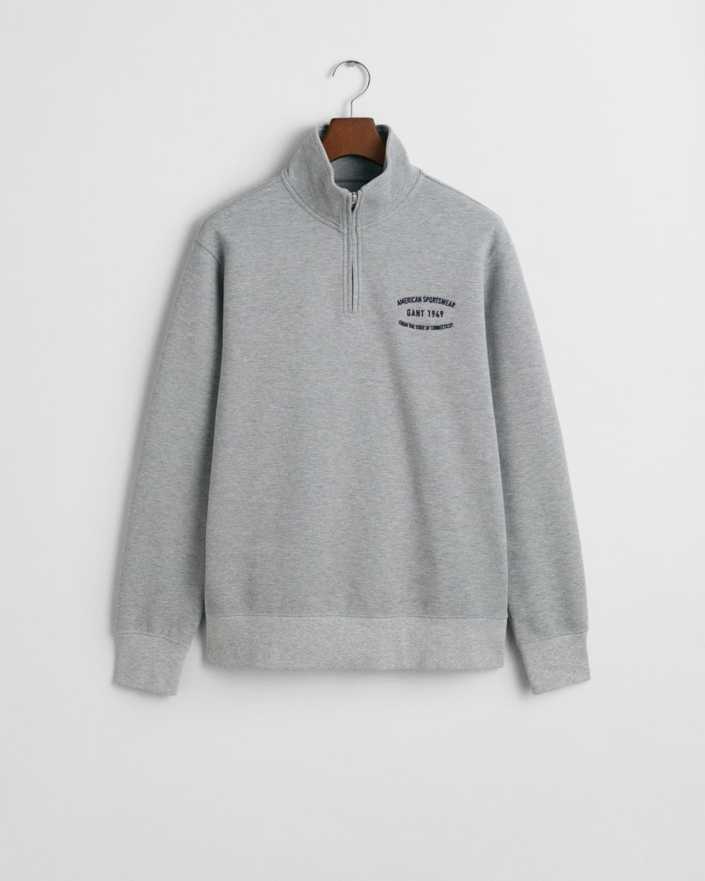 GANT Mens Small Graphic Sweat Half Zip - 93 Grey Melange
