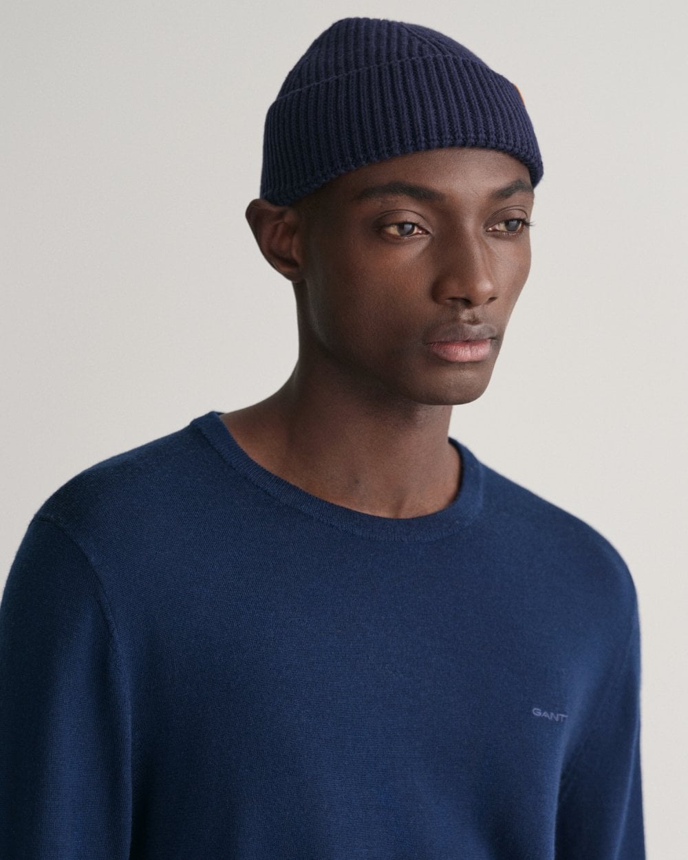 GANT Mens Extrafine Merino Wool Crew Neck Jumper - 410 Marine