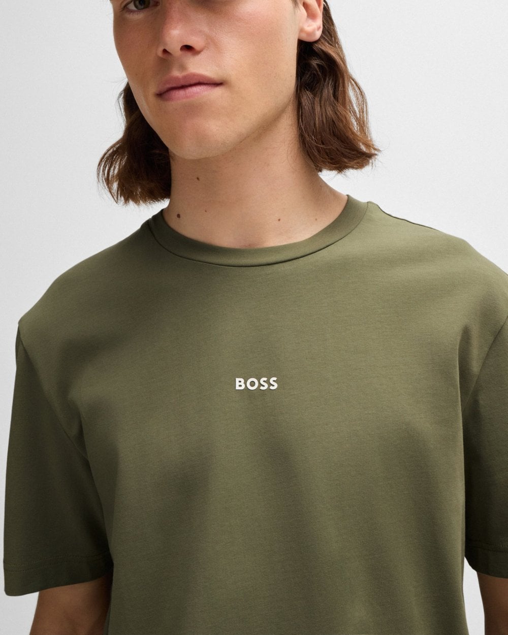 BOSS Orange TChup Mens Crew Neck Small Logo T-Shirt - Open Green 349
