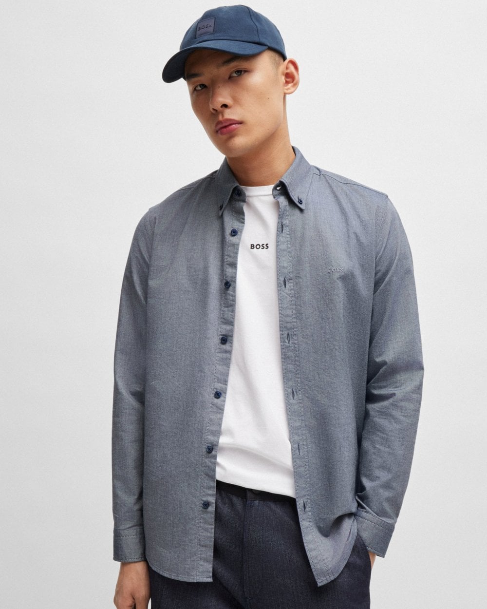 BOSS Orange Rickert Mens Long Sleeve Shirt - Navy 418