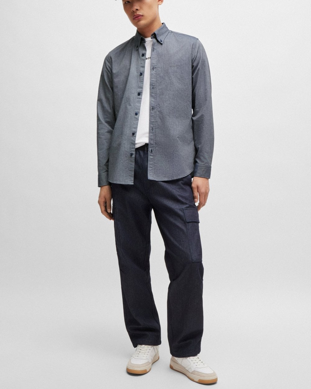 BOSS Orange Rickert Mens Long Sleeve Shirt - Navy 418