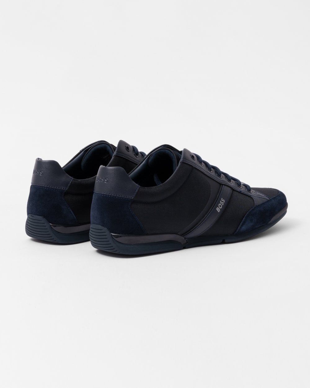 BOSS Orange Saturn Mens Low Profile Mixed Material Trainers With Suede and Faux Leather NOS - Dark Blue 401