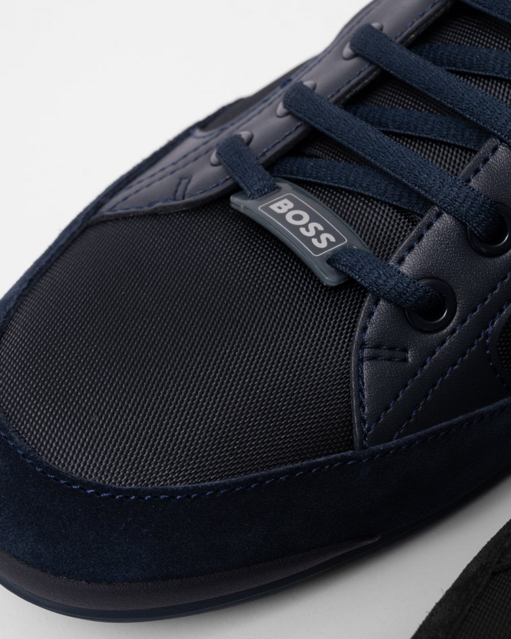 BOSS Orange Saturn Mens Low Profile Mixed Material Trainers With Suede and Faux Leather NOS - Dark Blue 401