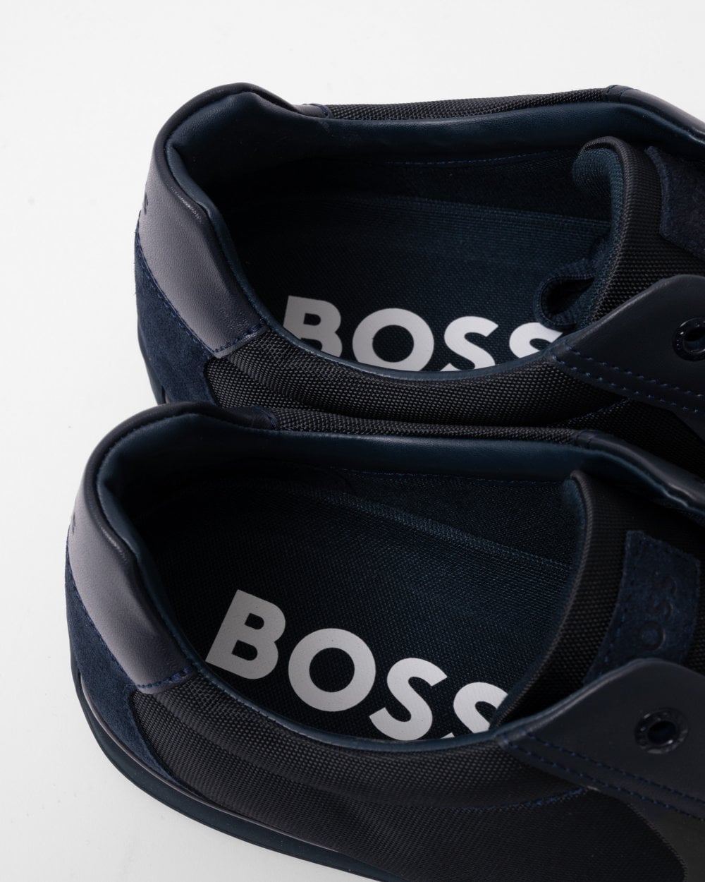 BOSS Orange Saturn Mens Low Profile Mixed Material Trainers With Suede and Faux Leather NOS - Dark Blue 401