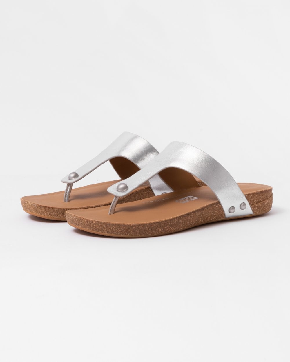 Fitflop IQushion Womens Metallic-Leather Toe-Post Sandals