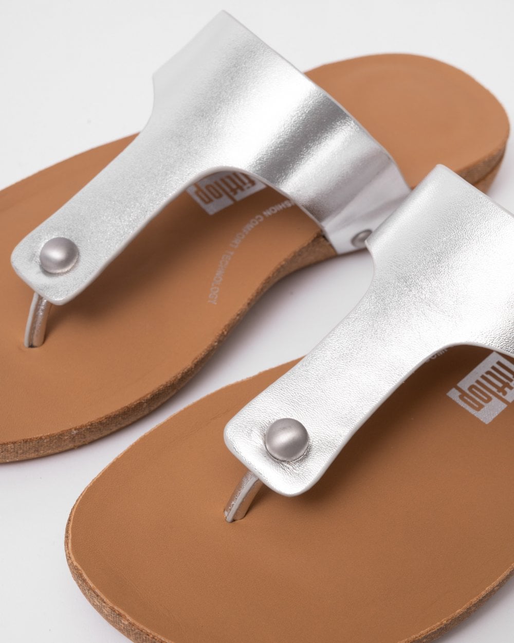 Fitflop IQushion Womens Metallic-Leather Toe-Post Sandals
