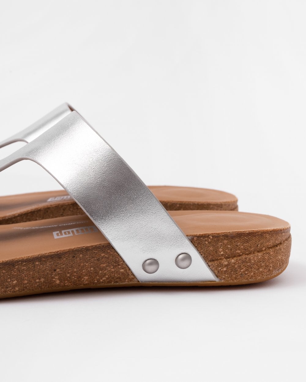 Fitflop IQushion Womens Metallic-Leather Toe-Post Sandals