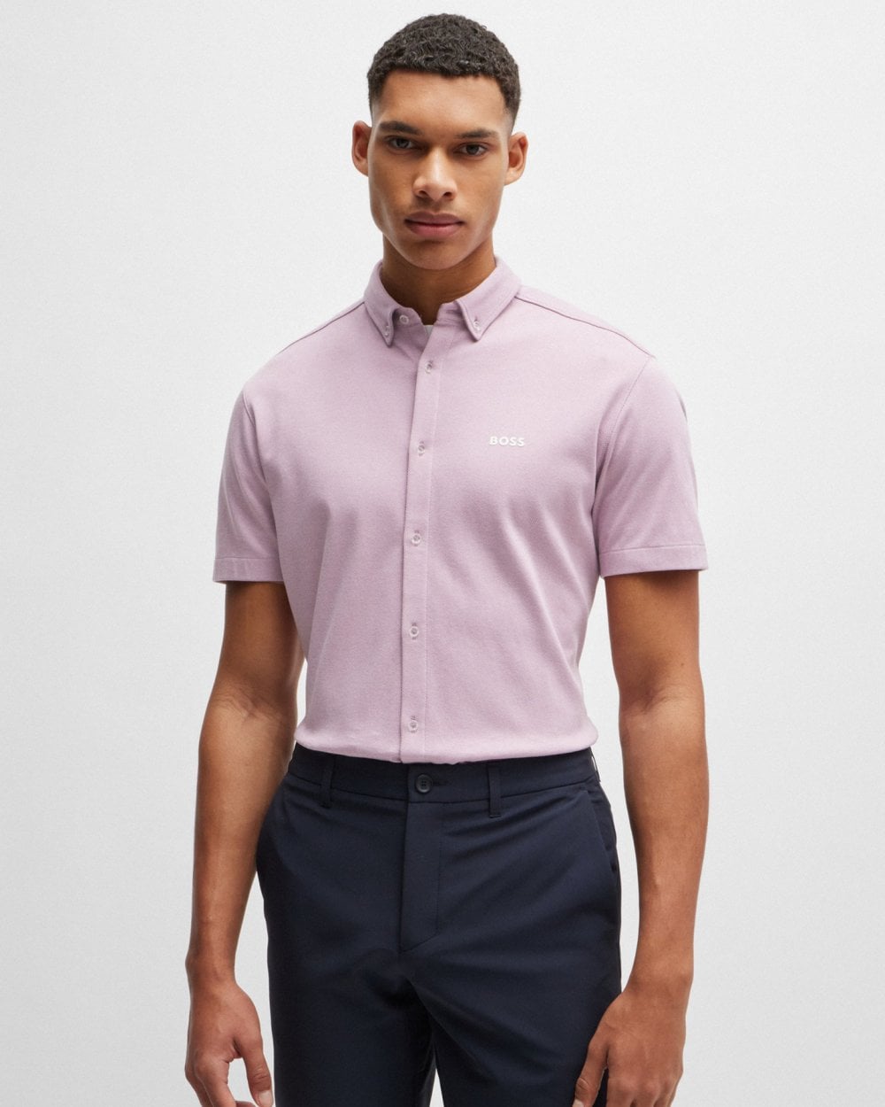BOSS Green B Motion Mens Regular-Fit Shirt in Knitted Wrinkle-Resistant Cotton