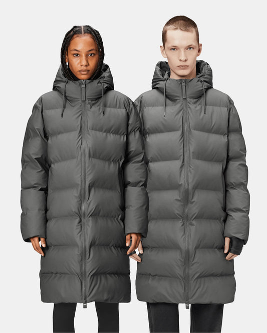 Rains Alta Long Unisex Puffer Jacket - 13 Grey
