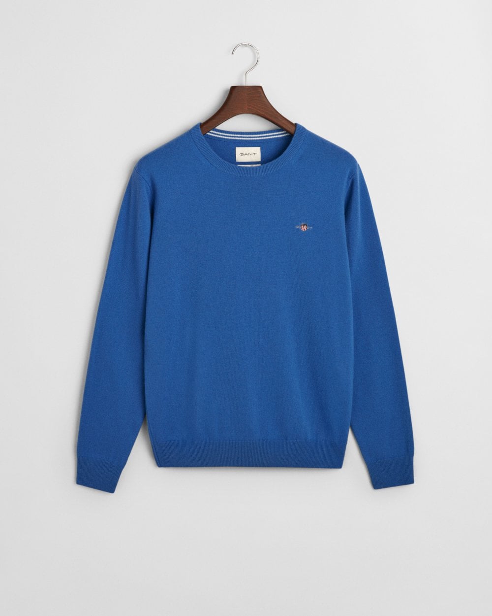 GANT Mens Superfine Lambswool Crew Neck Jumper - 407 Rich Blue