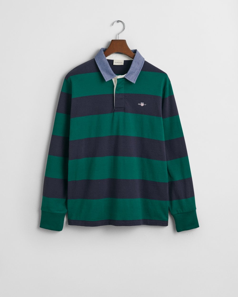 GANT Mens Regular Fit Chambray Stripe Heavy Rugger - 373 Deep Forest Green