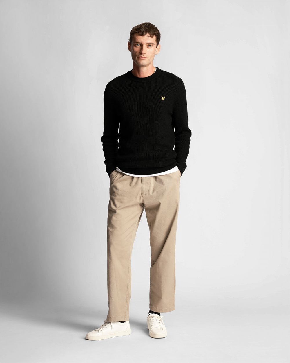 Lyle & Scott Grid Knit Mens Crew Neck Jumper - Z865 Jet Black