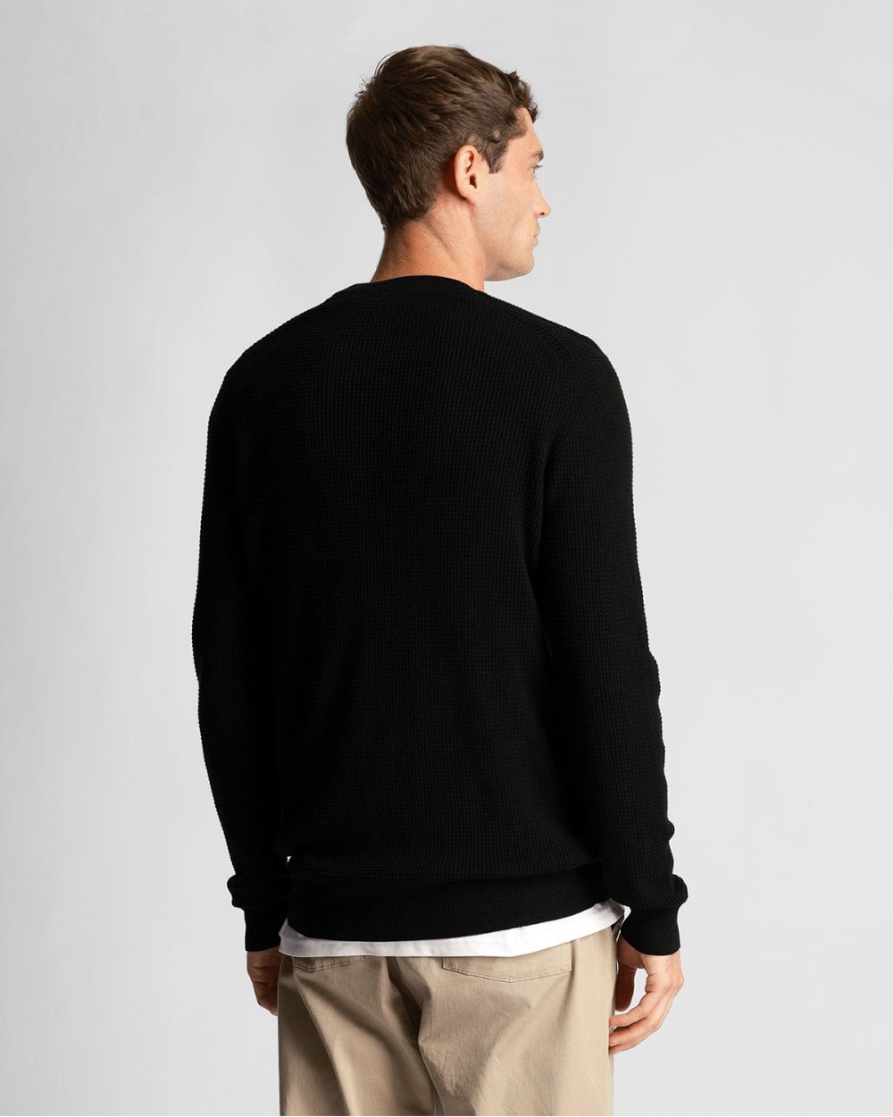 Lyle & Scott Grid Knit Mens Crew Neck Jumper - Z865 Jet Black