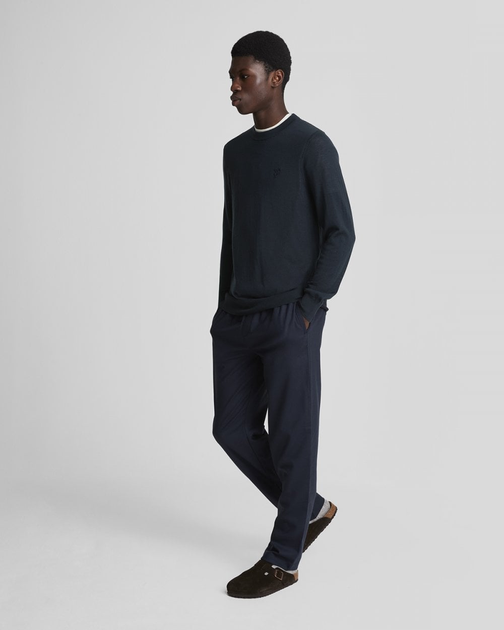 Lyle & Scott Tonal Eagle Merino Mens Crew Neck Jumper - Z271 Dark Navy