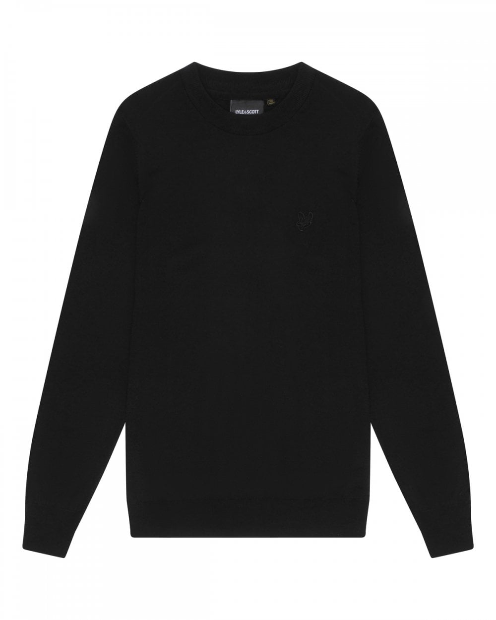 Lyle & Scott Tonal Eagle Merino Mens Crew Neck Jumper - Z865 Jet Black