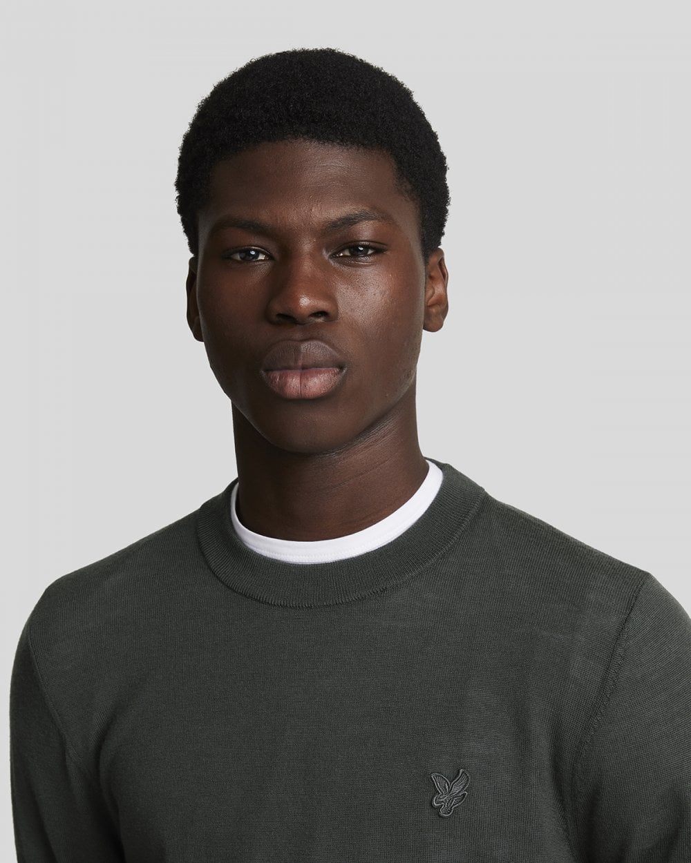 Lyle & Scott Tonal Eagle Merino Mens Crew Neck Jumper - W635 Gunmetal