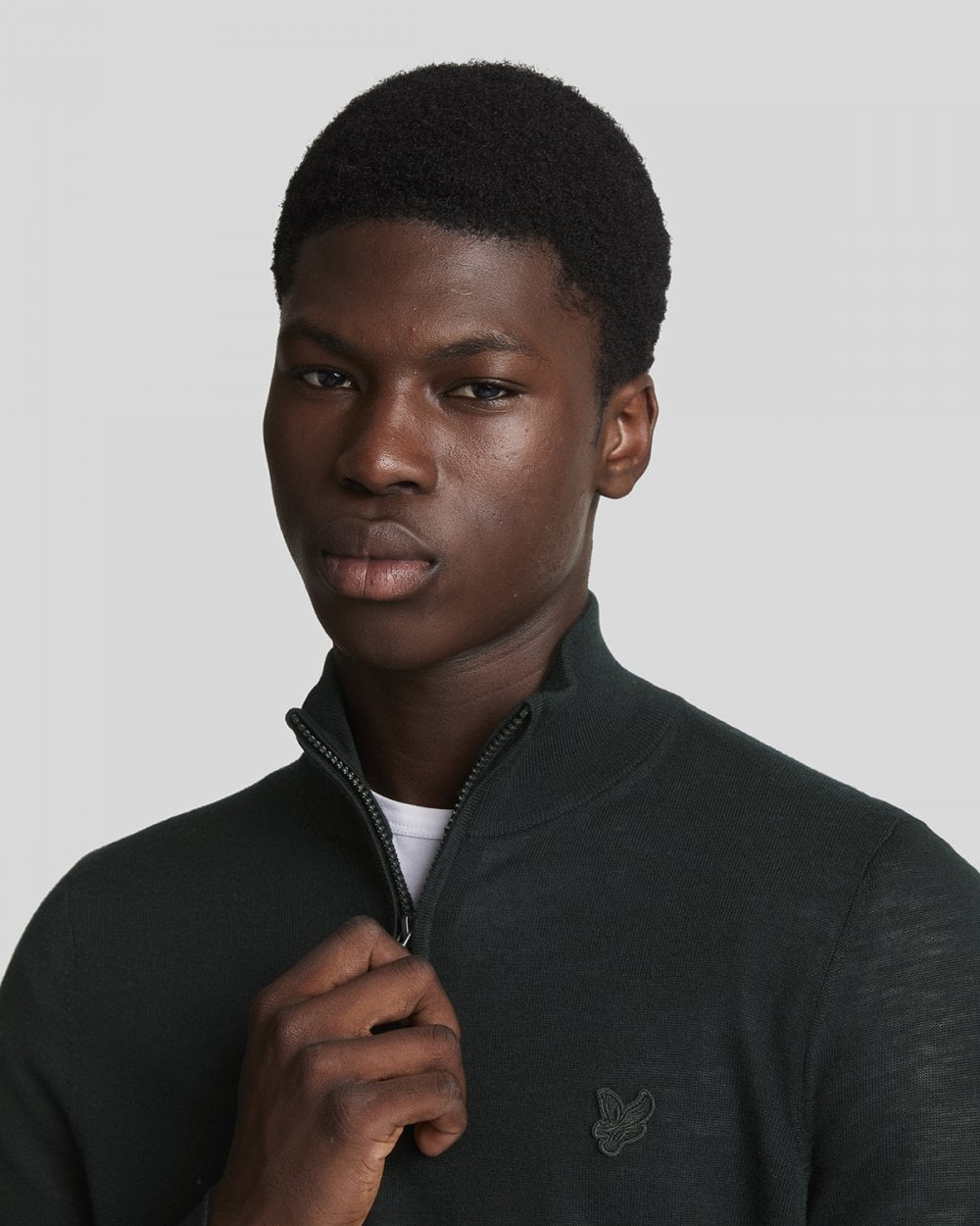 Lyle & Scott Tonal Eagle Merino Mens Quarter-Zip Jumper - Z865 Jet Black