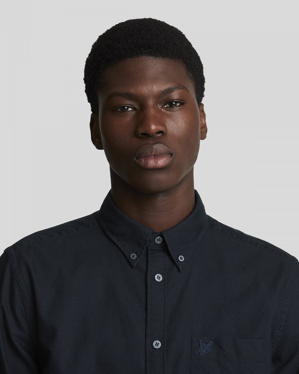 Lyle & Scott Tonal Eagle Mens Plain Oxford Shirt - Z271 Dark Navy