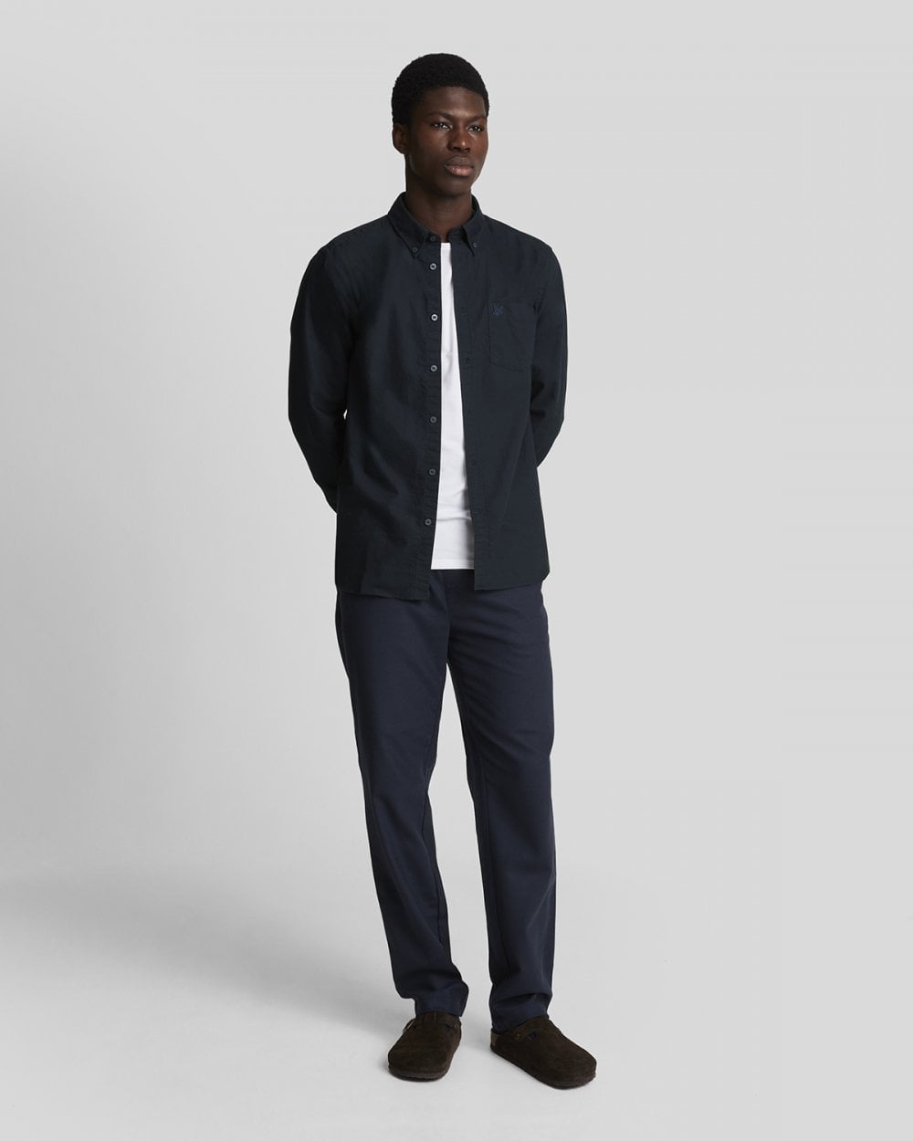 Lyle & Scott Tonal Eagle Mens Plain Oxford Shirt - Z271 Dark Navy
