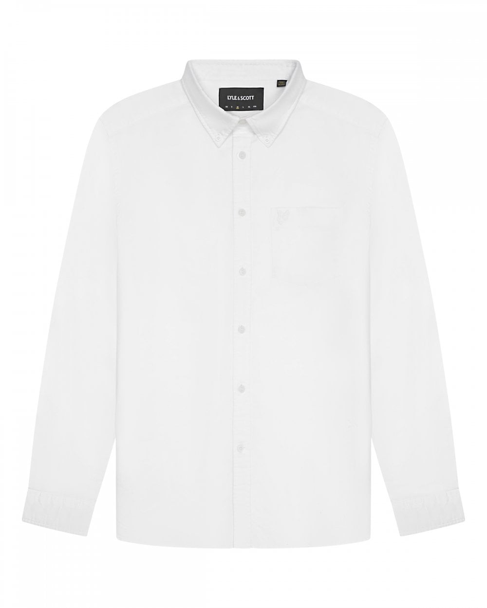 Lyle & Scott Tonal Eagle Mens Plain Oxford Shirt - 626 White