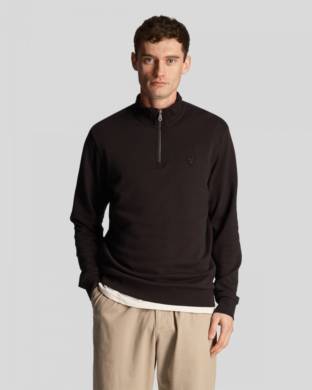Lyle & Scott Tonal Eagle Mens Quarter Zip Sweatshirt - Z865 Jet Black