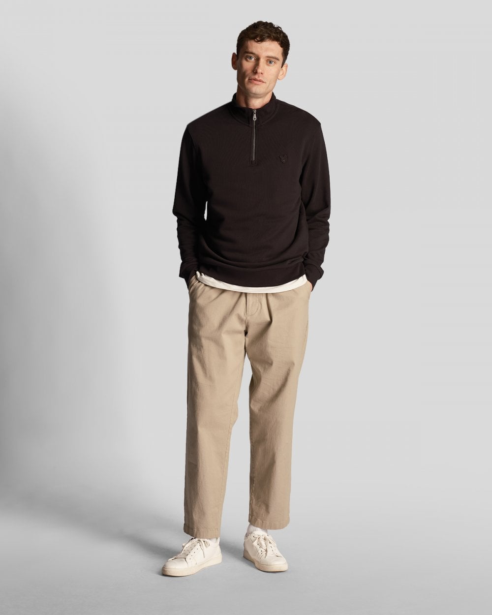 Lyle & Scott Tonal Eagle Mens Quarter Zip Sweatshirt - Z865 Jet Black