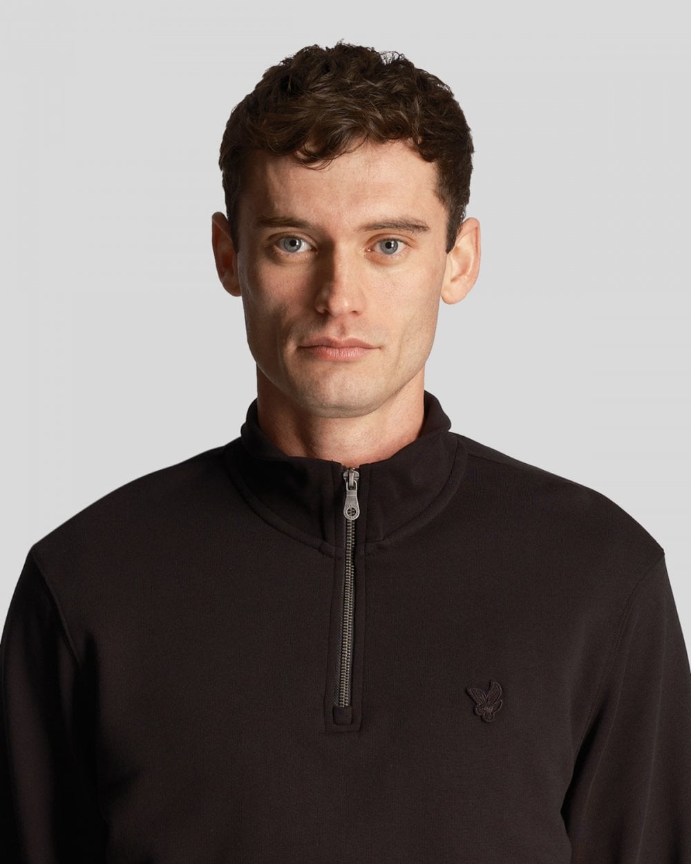Lyle & Scott Tonal Eagle Mens Quarter Zip Sweatshirt - Z865 Jet Black