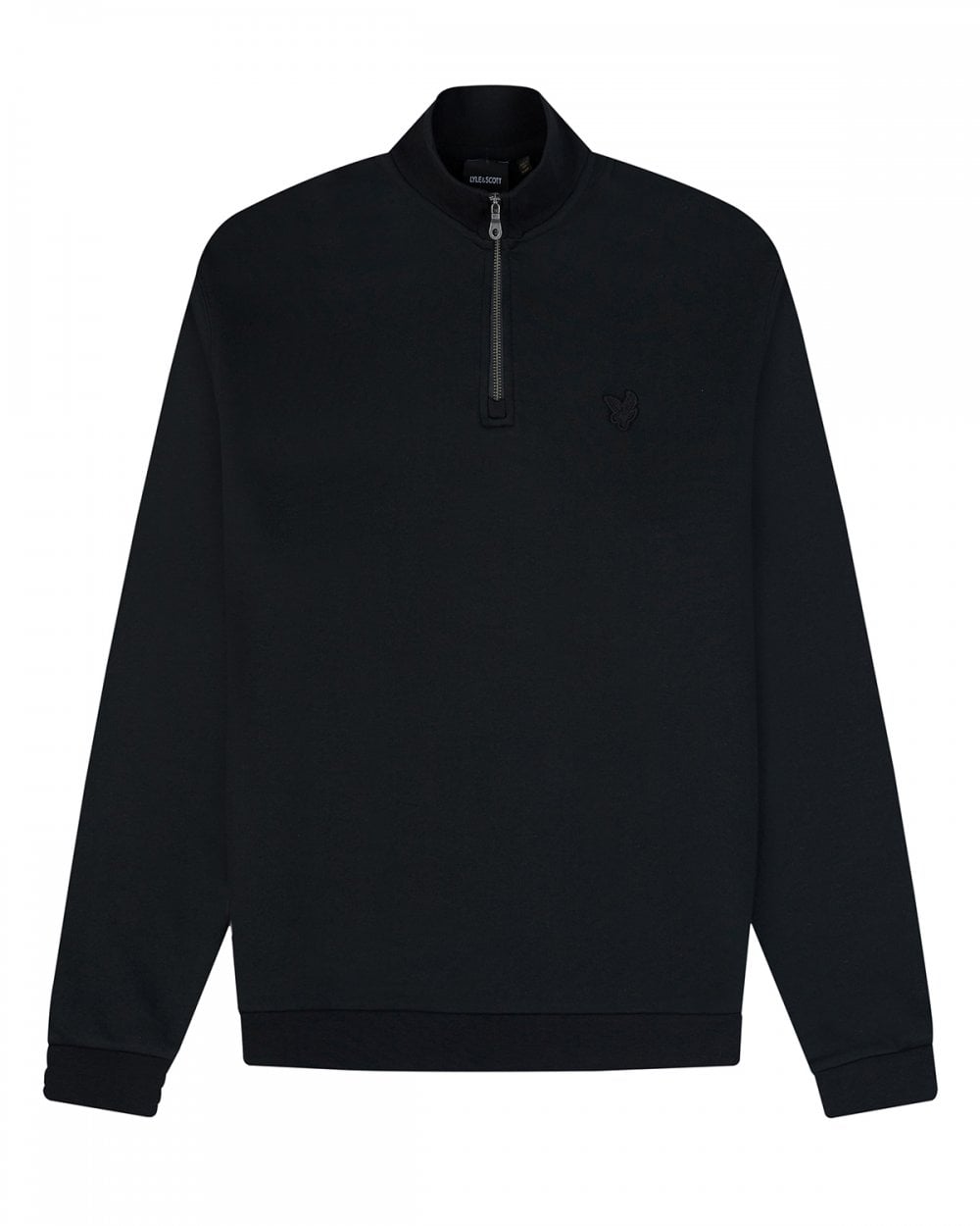 Lyle & Scott Tonal Eagle Mens Quarter Zip Sweatshirt - Z865 Jet Black