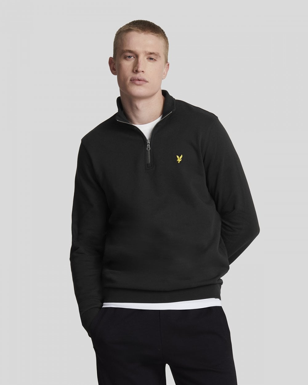 Lyle & Scott Mens Embroidered Quarter Zip Sweatshirt - Z865 Jet Black