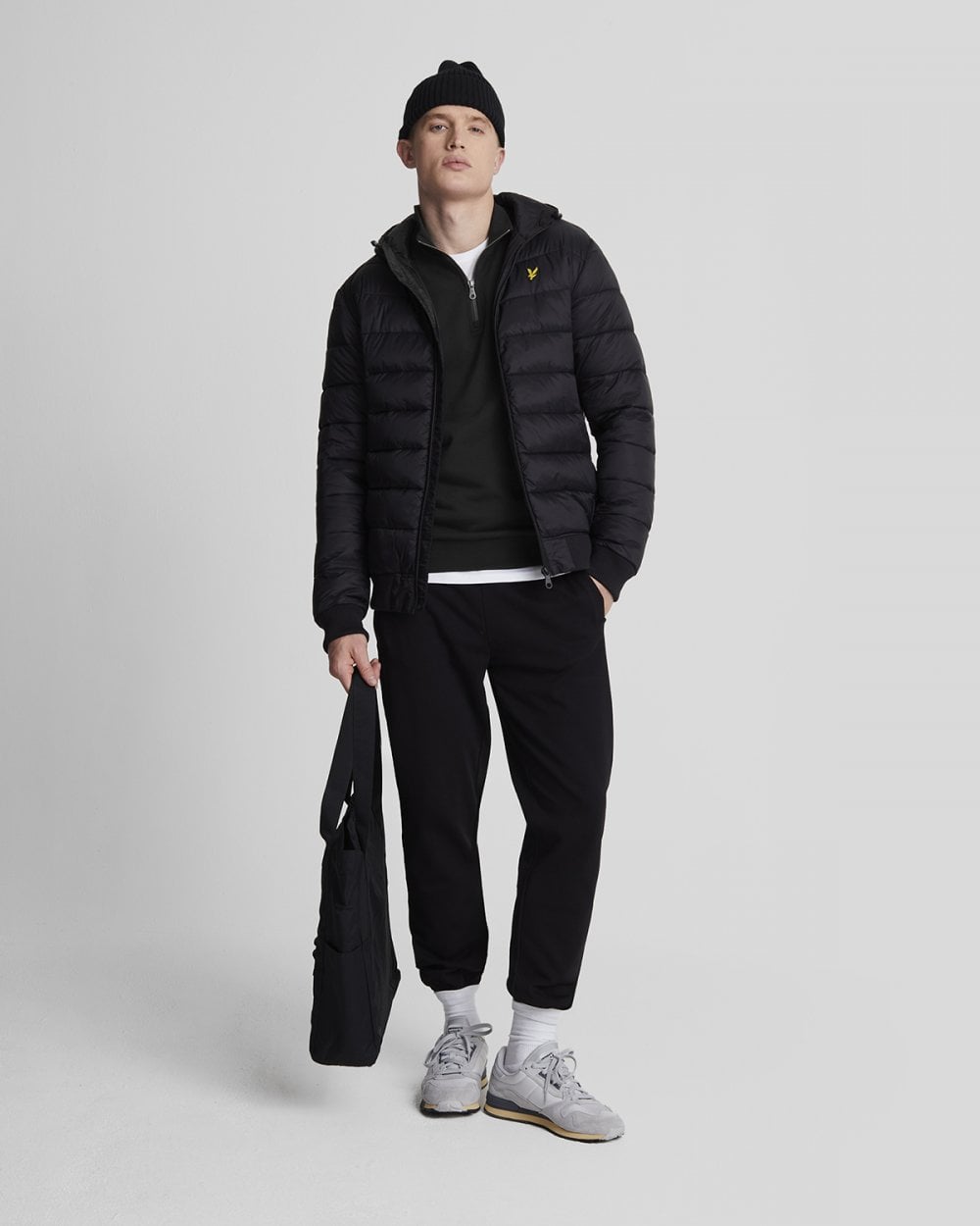 Lyle & Scott Mens Embroidered Quarter Zip Sweatshirt - Z865 Jet Black