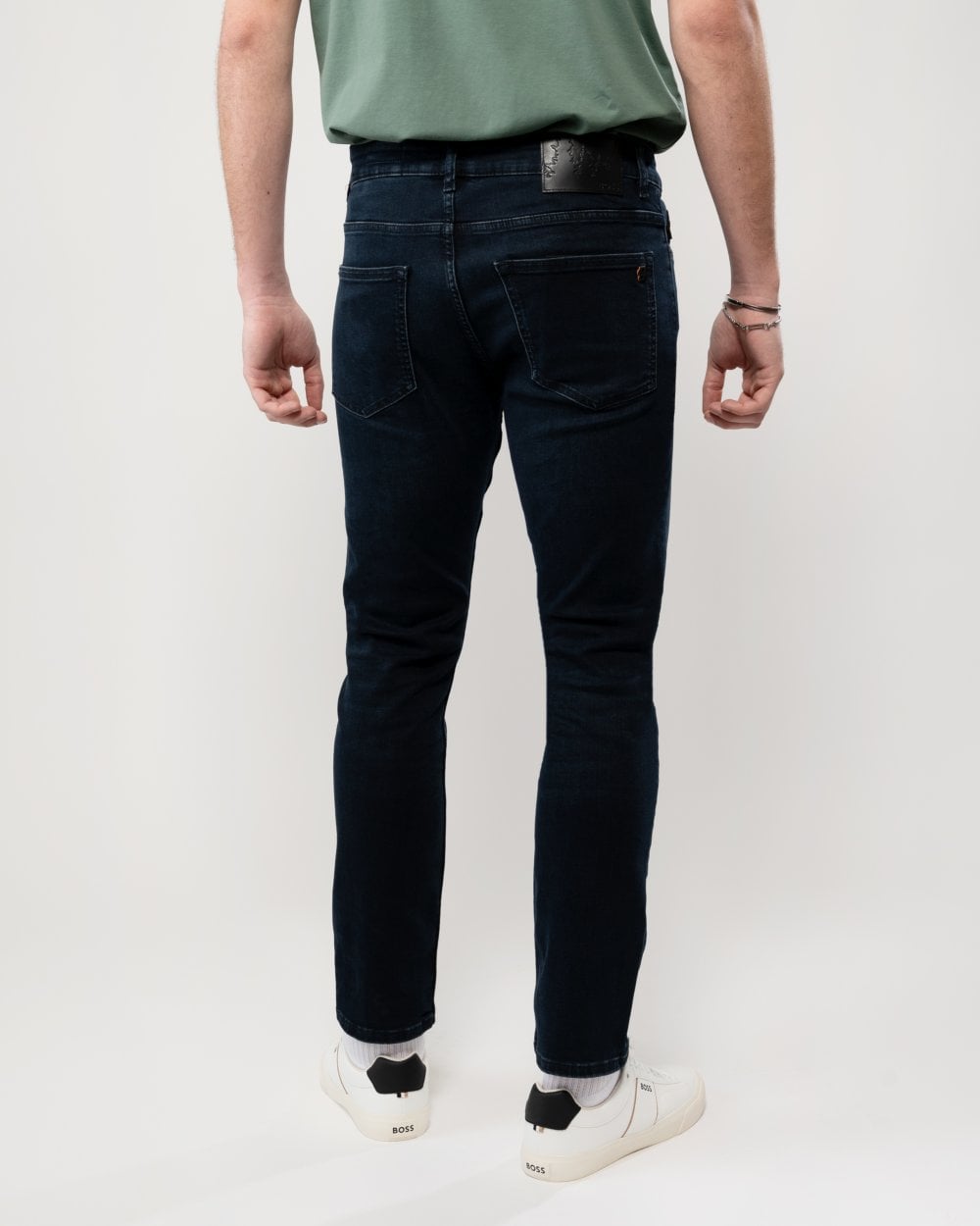 BOSS Orange BOSS Orange Delaware Mens Slim-Fit Jeans in Dark Blue Soft-Motion Denim