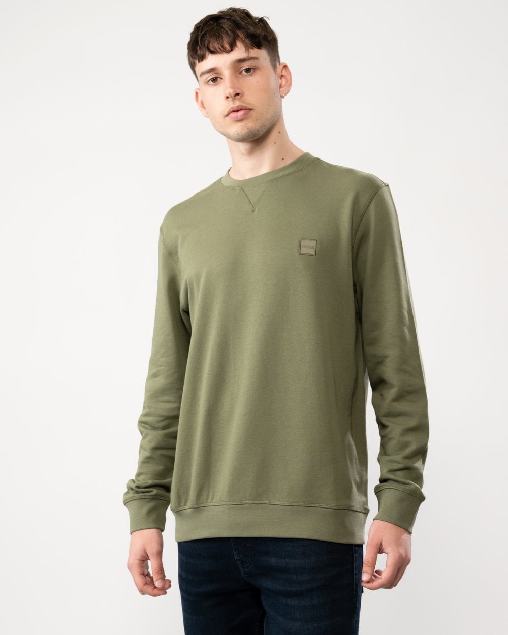 BOSS Orange Westart Mens Crew Neck Sweatshirt With Logo Patch