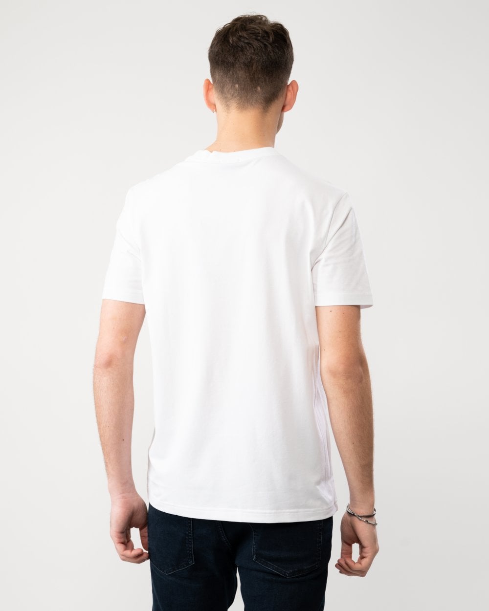 BOSS Green Tee Mens Stretch Cotton T-Shirt with Contrast Logo - Natural 102