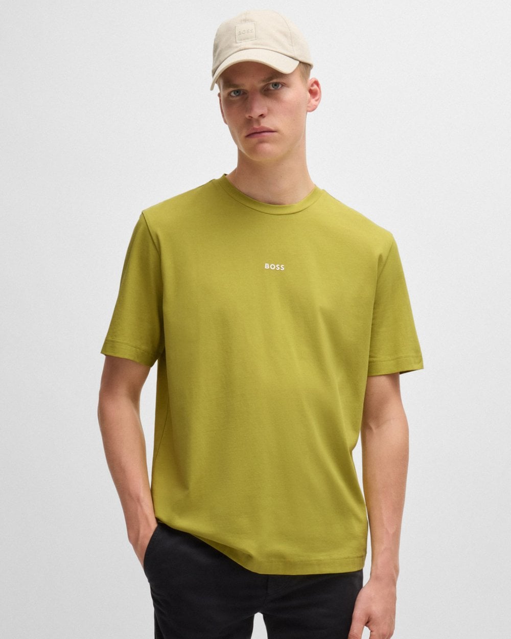 BOSS Orange TChup Mens Crew Neck Small Logo T-Shirt - Open Green 398