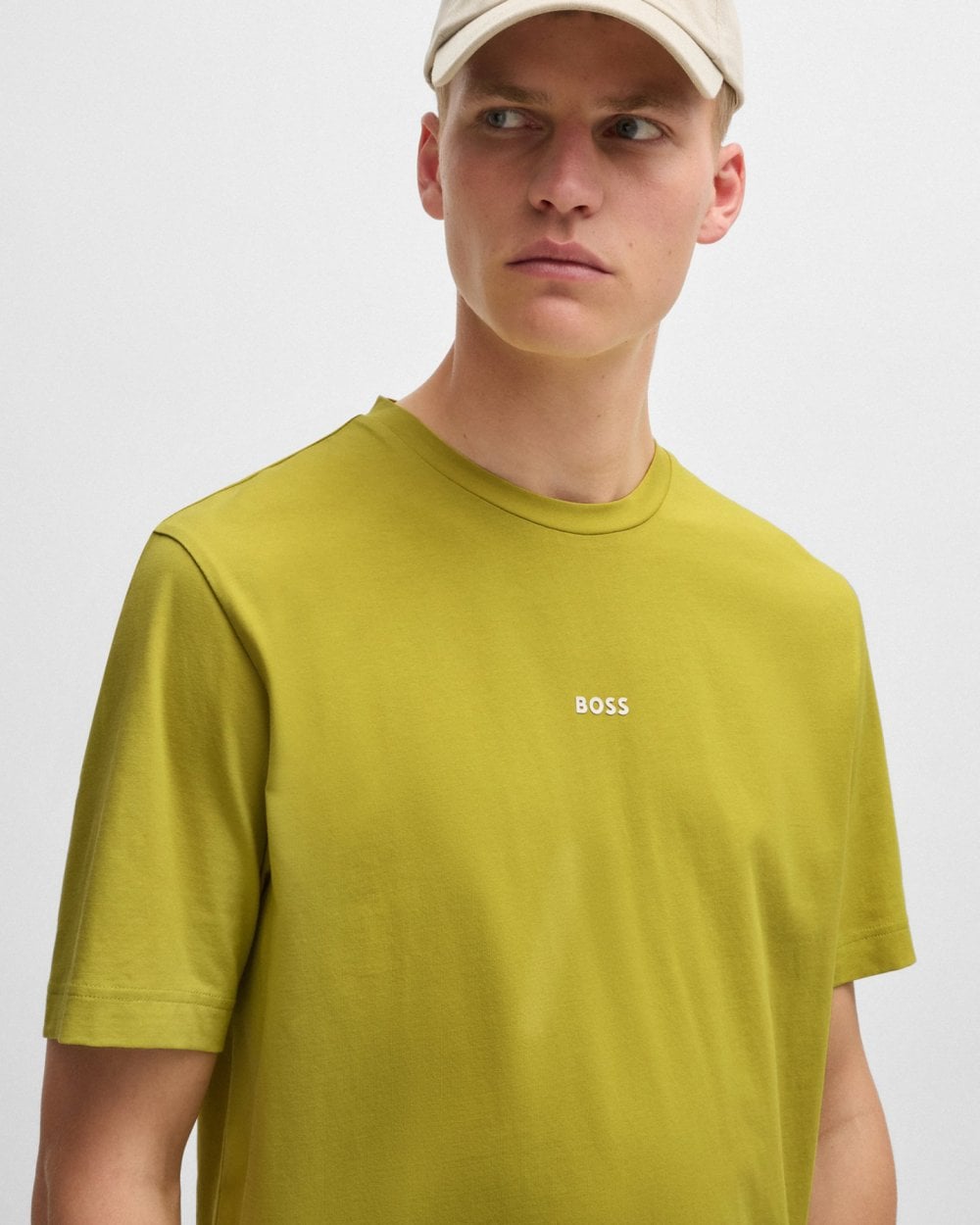 BOSS Orange TChup Mens Crew Neck Small Logo T-Shirt - Open Green 398