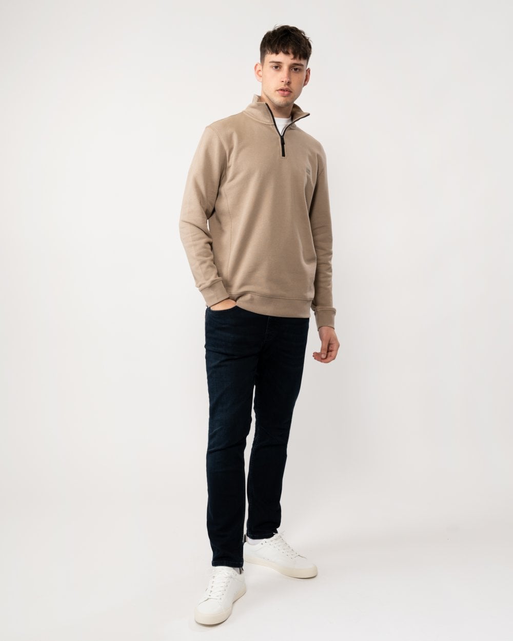 BOSS Orange Zetrust Mens 1/4 Zip Sweatshirt - Open Brown 246