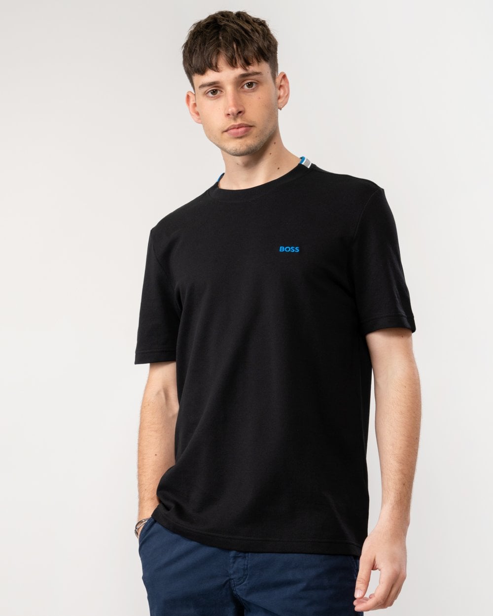 BOSS Green Taddy Mens Cotton Piqué T-Shirt with Oxford-Jacquard Back Collar
