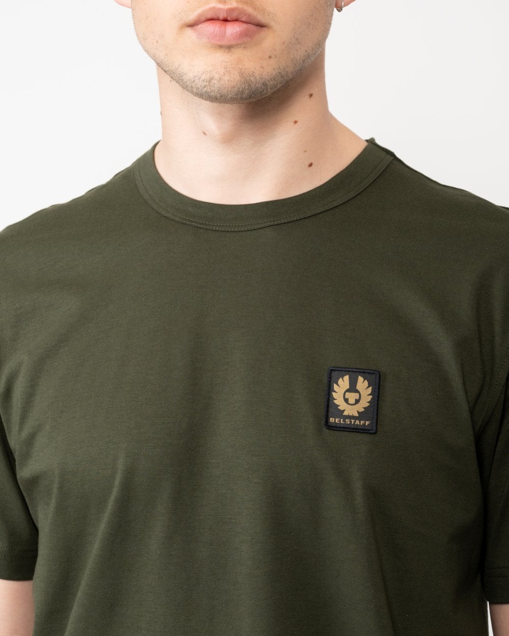 Belstaff Short Sleeved Mens Logo Patch T-Shirt - Tile Green
