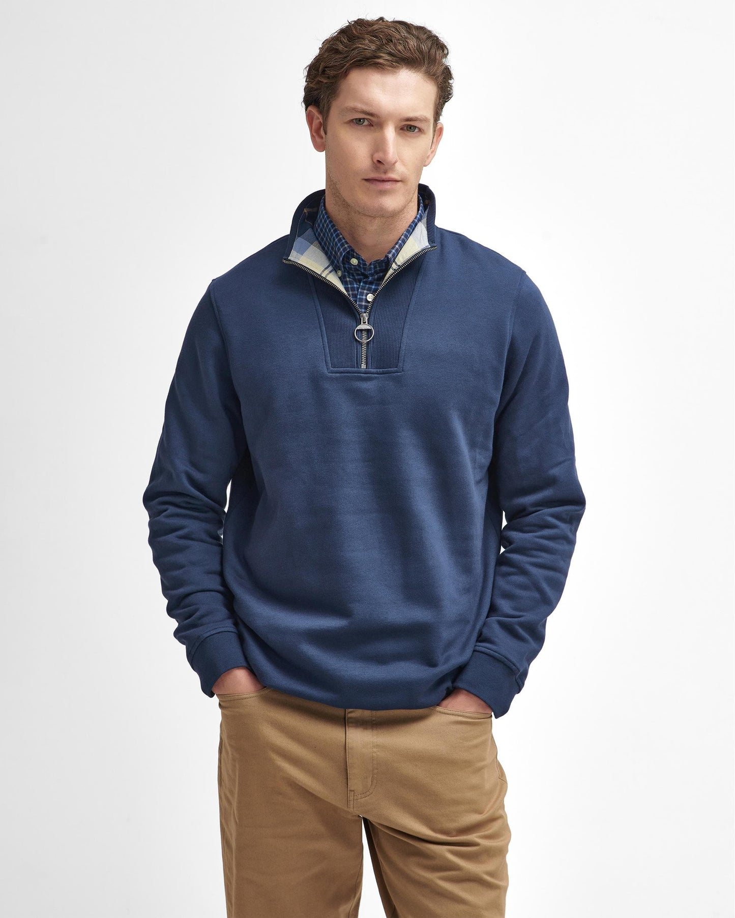Barbour Nelson Mens Half Zip Sweatshirt - Navy