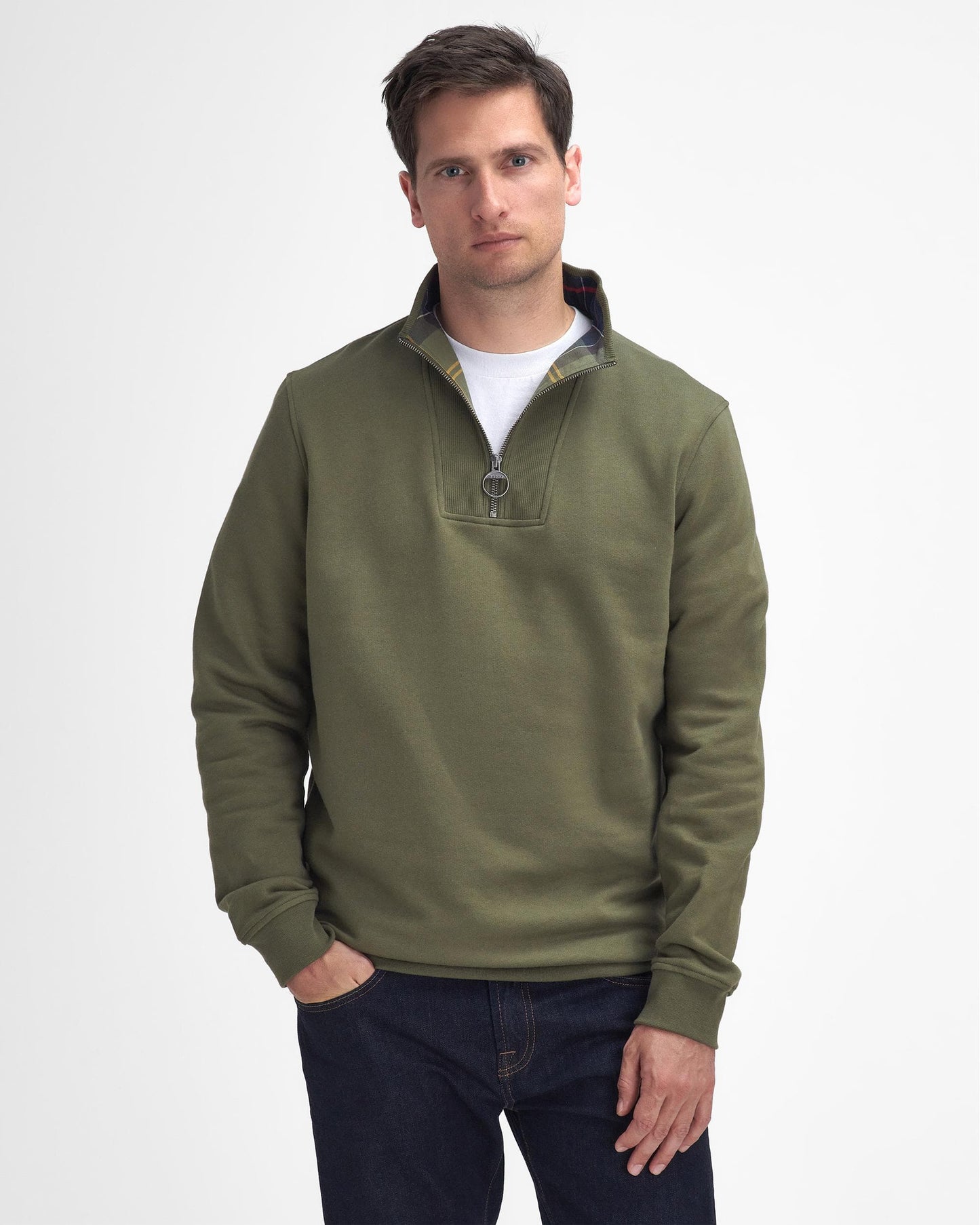 Barbour Nelson Mens Half Zip Sweatshirt - Ivy Green