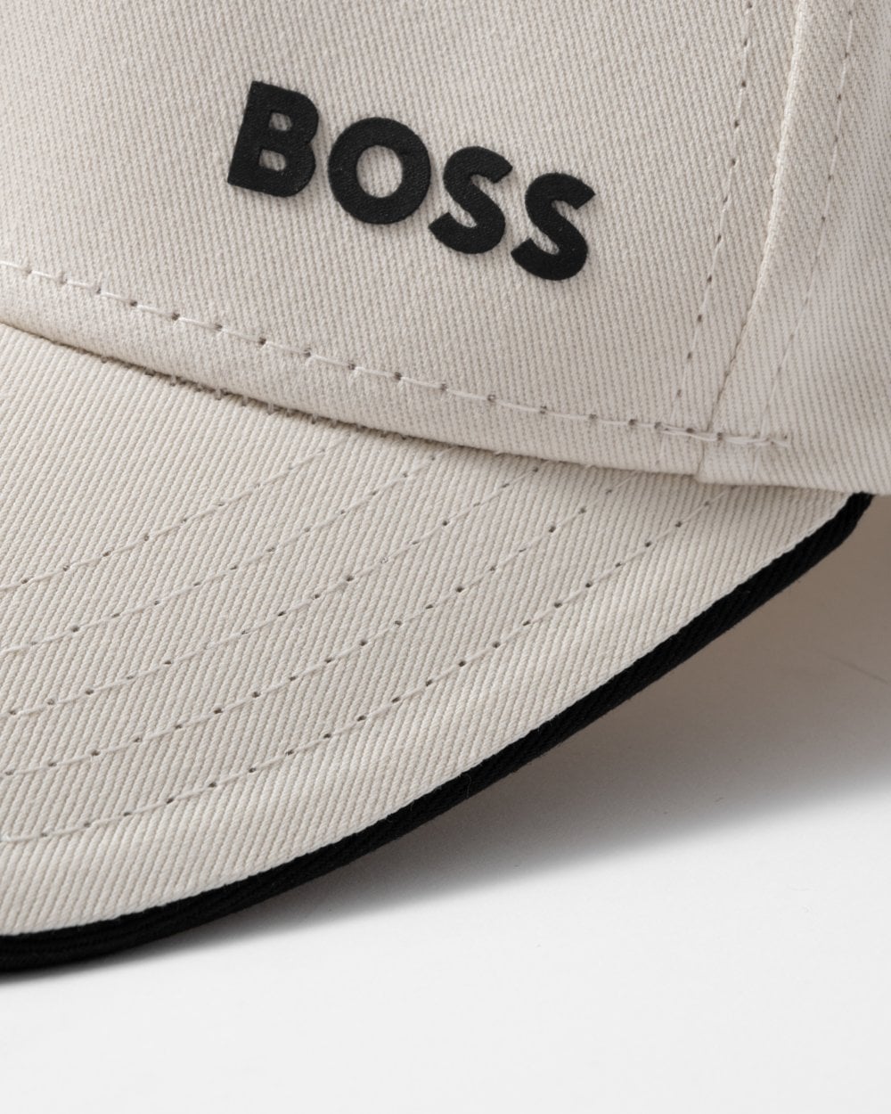 BOSS Green Bold Mens Logo-Print Cap In Cotton Twill - Open White 131