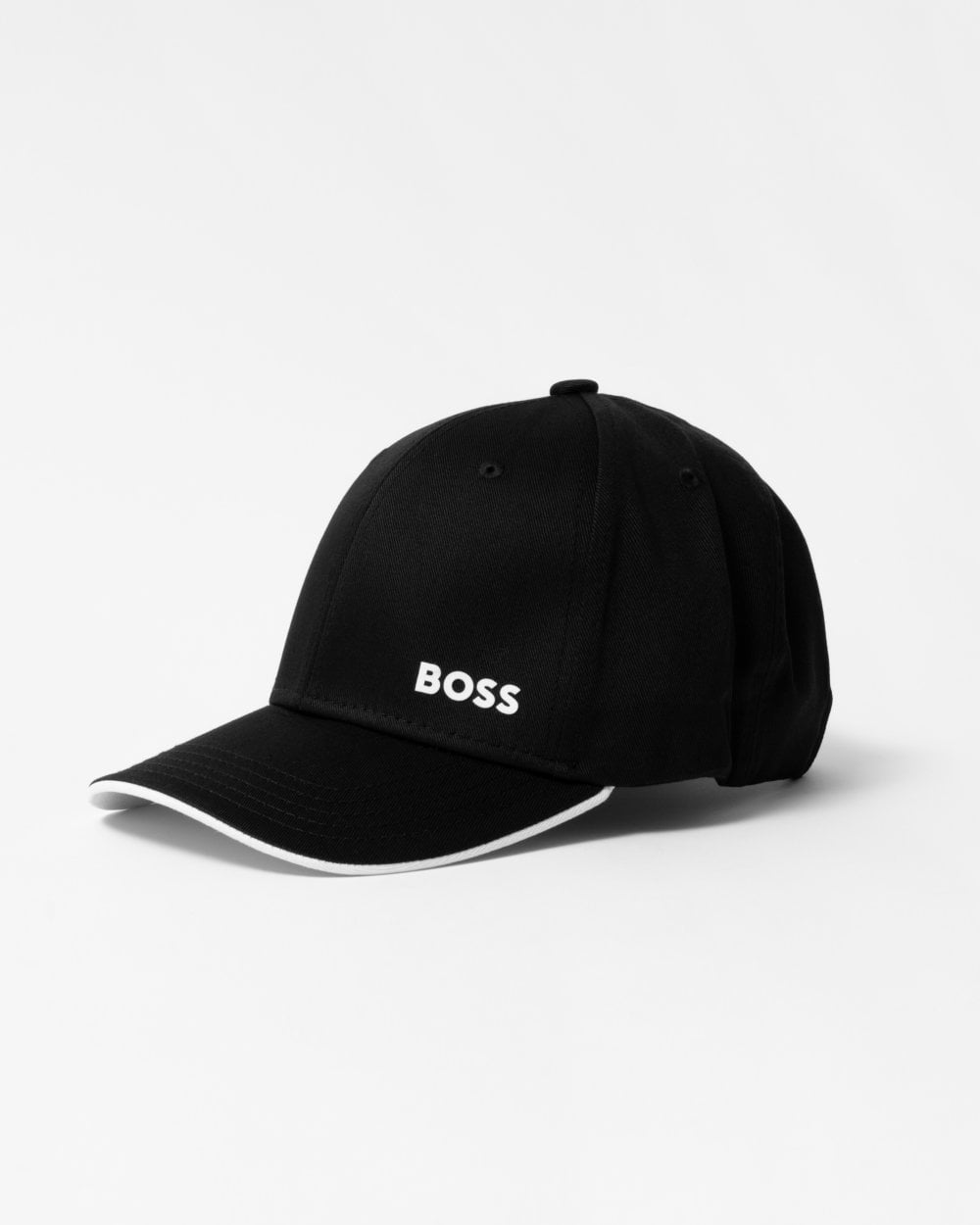 BOSS Green Bold Mens Logo-Print Cap In Cotton Twill - Black 002