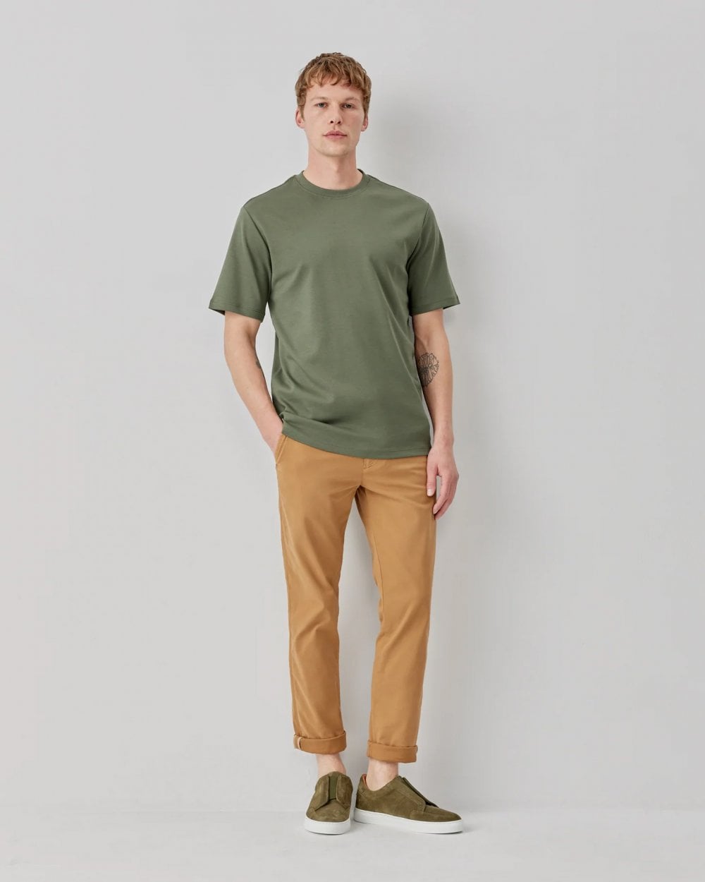 Oliver Sweeney Palmela Mens Crew Neck T-Shirt - Khaki
